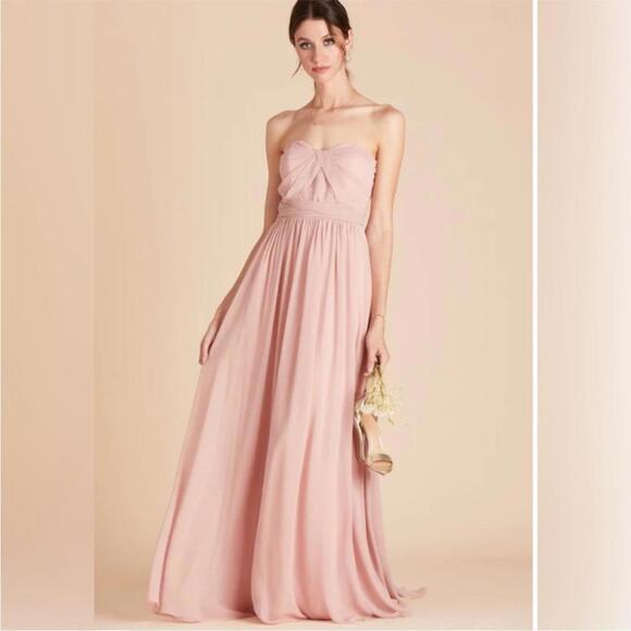 Birdy Grey Womens‎ Grace Convertible Chiffon Maxi Dress Rose Quartz Size S New - Picture 1 of 12
